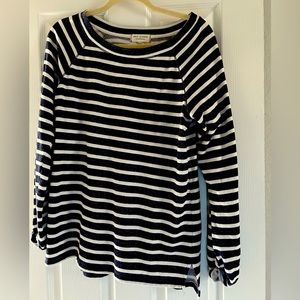 navy blue and white stripped sweater